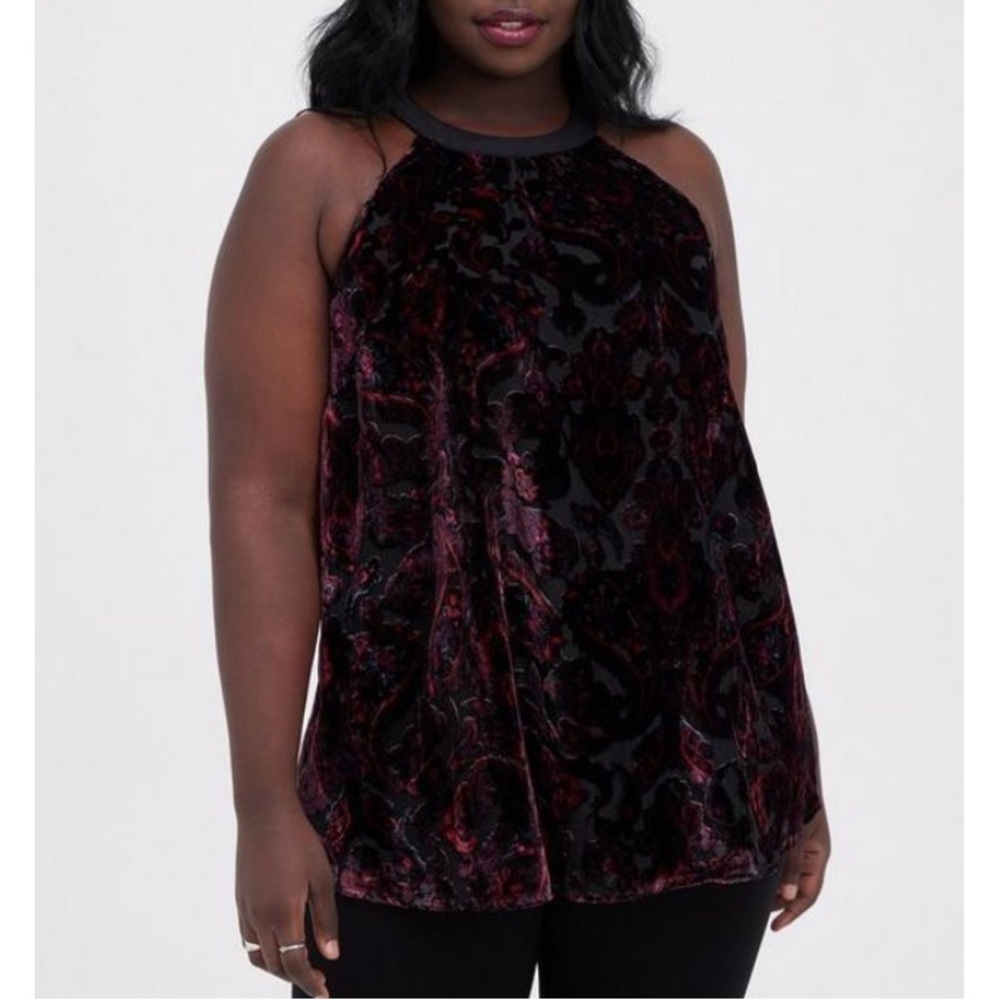 Torrid Halter Tunic Tank - Burnout Velvet Paisley